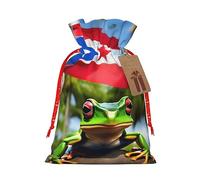 ZISHAK Bolsas de regalo de tela con cordón para banderas de Puerto Rico, ranas, palmeras, bolsas de regalo ideales para cualquier ocasión