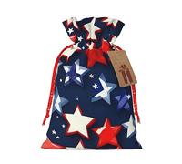ZISHAK Bolsas de regalo de tela con cordón para el Día de la Independencia con diseño de estrellas patrióticas, ideales para cualquier ocasión
