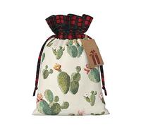 ZISHAK Bonita bolsa de regalo de arpillera con cordón de cactus: una bolsa de regalo reutilizable de arpillera de Navidad para todas tus necesidades