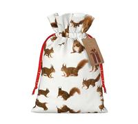 ZISHAK Bonita bolsa de regalo de arpillera delicada con cordón de ardilla, bolsa de regalo de tela artesanal perfecta para Navidad