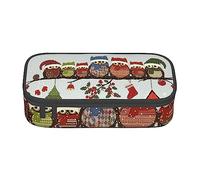 ZISHAK Bonito estuche de tela Oxford con cremallera, diseño de búhos de Navidad en rama, el organizador de escritorio definitivo para la oficina, Lindos búhos de Navidad en rama, Talla única