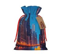 ZISHAK Chicago Night - Bolsa de regalo de Navidad con cordón y atractivo rústico, para todas tus necesidades de regalo