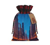 ZISHAK Chicago Night - Exquisita bolsa de regalo de arpillera con cordón, versátil bolsa de regalo de arte de tela para festividades