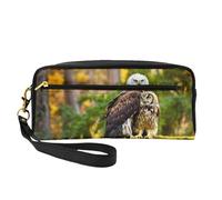ZISHAK Clock Gear - Bolsa de maquillaje portátil con estampado, diseño fácil de viajar, mini bolsa de maquillaje versátil, Lindos búhos de dibujos animados marrones, Talla única