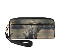 ZISHAK Clock Gear - Bolsa de maquillaje portátil con estampado, diseño fácil de viajar, mini bolsa de maquillaje versátil, Elefante viejo y elefante joven, Talla única