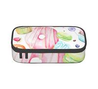 ZISHAK Colorido estuche de tela Oxford de alta capacidad con cremallera, color pastel, rosa, azul, morado, el organizador de escritorio definitivo para la oficina, Cupcakes Donuts Muffins Azúcar,