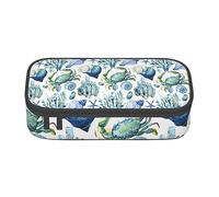 ZISHAK Colorido estuche de tela Oxford de alta capacidad con cremallera, color pastel, rosa, azul, morado, el organizador de escritorio definitivo para la oficina, Caracola de cangrejo, Talla única