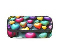 ZISHAK Colorido estuche de tela Oxford de alta capacidad y cremallera, el organizador de escritorio definitivo para la oficina, Corazones coloridos del arco ir, Talla única