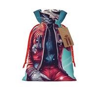 ZISHAK Cool Man In Outer Space Galaxy - Bolsa de regalo de Navidad con cordón y atractivo rústico, para todas tus necesidades de regalo