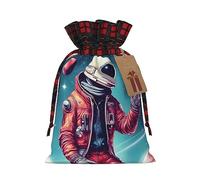 ZISHAK Cool Man In Outer Space Galaxy Exquisita bolsa de regalo de arpillera con cordón, versátil bolsa de regalo de arte de tela para festividades
