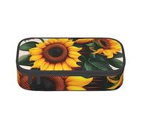 ZISHAK Estuche de tela Oxford con cremallera y hojas de plátano tropicales, el organizador de escritorio definitivo para la oficina, Girasol y rosa, Talla única