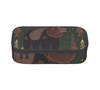 ZISHAK Estuche de tela Oxford con cremallera y mariposas azules, flores blancas, el organizador de escritorio definitivo para la oficina, The Lodge Bear Deer, Talla única