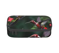 ZISHAK Estuche de tela Oxford de alta capacidad con estampado de hockey sobre hielo, el organizador de escritorio definitivo para la oficina, Colibríes, flores rojas, hibisco, Talla única