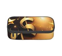 ZISHAK Estuche de tela Oxford de alta capacidad con estampado de hockey sobre hielo, el organizador de escritorio definitivo para la oficina, Nota musical dorada con estrella brillante caída, Talla