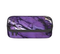 ZISHAK Estuche para lápices con patrón de mármol rosa y blanco, estuche para lápices de maquillaje, bolsa de tela Oxford, organizador grande, Mármol morado, Talla única