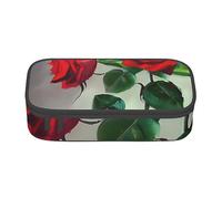 ZISHAK Estuche para lápices con patrón de salmón, estuche para lápices de maquillaje, bolsa de tela Oxford, organizador grande, Imagen de rosa roja, Talla única