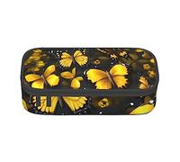 ZISHAK Estuche para lápices de tela Oxford de alta capacidad y con cremallera, el organizador de escritorio definitivo para la oficina, Mariposas con flores amarillas, Talla única