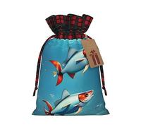 ZISHAK Flying Fish In The Ocean - Encantadoras bolsas de regalo de Navidad con cordón, bolsas de regalo reutilizables para todas las ocasiones