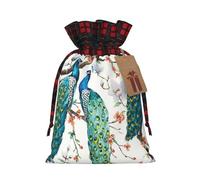 ZISHAK Hermosa bolsa de regalo de arpillera con cordón de imitación de flores de pavo real, versátil bolsa de regalo de arte de tela para festividades