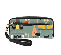 ZISHAK I Like Soccer - Bolsa de maquillaje portátil con estampado de fútbol, diseño fácil de viajar, mini bolsa de maquillaje versátil, Gatos de arte moderno de mediados de siglo, Talla única