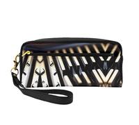 ZISHAK I Like Soccer - Bolsa de maquillaje portátil con estampado de fútbol, diseño fácil de viajar, mini bolsa de maquillaje versátil, Piano con notas musicales, Talla única