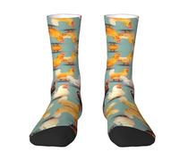 ZISHAK Lindos calcetines deportivos de algodón a media pantorrilla para hombre, diseño de gallinas: una fusión de comodidad, estilo y funcionalidad, Lindo pollo caminando, talla única