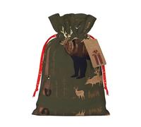 ZISHAK Lodge Bear Deer - Bolsa de regalo de arpillera con cordón, bolsa de regalo de tela artesanal perfecta para Navidad