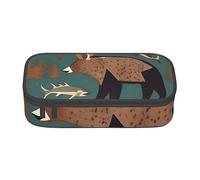 ZISHAK Magic Owel - Estuche de tela Oxford de alta capacidad y cremallera, el organizador de escritorio definitivo para la oficina, Lodge Bear Deer Fish, Talla única