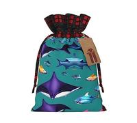 ZISHAK Manta Ray And Fishes Bolsa de regalo de tela, delicadamente diseñada para ocasiones especiales, ideal para festivales y aniversarios