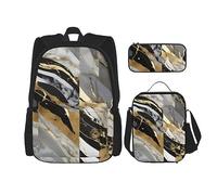 ZISHAK Mochila ligera con estampado de animales de manatí, estuche para lápices, bolsa de almuerzo aislada, traje de tres piezas, mochila de día, Mármol de lujo, Talla única