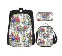 ZISHAK Mochila ligera con estampado de ballena, estuche aislante, bolsa de almuerzo combinada, traje de tres piezas, mochila de día, Jardín colorido vívido, Talla única