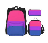 ZISHAK Mochila ligera con estampado de ballena, estuche aislante, bolsa de almuerzo combinada, traje de tres piezas, mochila de día, Bandera del Orgullo, Talla única