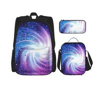 ZISHAK Mochila ligera con estampado de ballena, estuche aislante, bolsa de almuerzo combinada, traje de tres piezas, mochila de día, Glaxy, Talla única