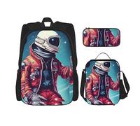 ZISHAK Mochila ligera con estampado de elefante y elefante bebé, bolsa de almuerzo aislada, traje de tres piezas, mochila de día, Cool Man in Outer Space Galaxy, Talla única