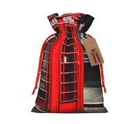 ZISHAK Red Phone Booth London Street - Bolsas de regalo de tela con cordón, ideales para cualquier ocasión
