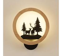 zishuo shop Lámparas de Pared Led para Dormitorio Infantil, Moderna Lámpara de Pared de 16 W, Rede Madera, Luz Blanca Cálida, Creativa, de Alce, para Interiores, Decoración de Habitación Infantil, Apl