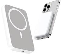 ZISONIX Batería Externa Magnética, 5000mAh Powerbank Magnético, PD20W Función de Carga Rápida Inalámbrica Cargador, Carga Rápida Portátil Compatible con iPhone15&14&13 (Blanco)