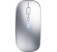 ZISONIX Ratón Bluetooth para ordenador portátil, ratón inalámbrico recargable, silencioso, ligero, compatible con iPad, MacBook Air/Pro, Chromebook, ordenador, color plateado