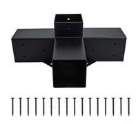 ZiStarlilife 1 paquete de soportes de pérgola de aleación de acero con tornillos para construcción de cenador de jardín de madera de 4 x 4 pulgadas, color negro, resistente, proyecto de bricolaje (A)