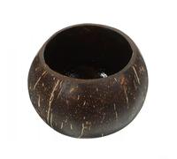 ZiStarlilife 1 pieza de cuenco de concha de coco natural redondo titular de vela taza para aromaterapia fruta seca servir decoración marrón hogar jardín fiesta (pintado dentro de 9 cm)