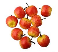 ZiStarlilife 10 manzanas de simulación para decoración del hogar, aprendizaje de jardín de infantes y fiestas de festivales, frutas falsas de plástico pintadas a mano, rojo y verde, 3,5 cm (rojo)