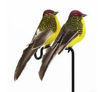 ZiStarlilife 2 clips de espuma artificial para pájaros, con plumas y ojos 3D, decoración realista de gorrión, para boda, fiesta, jardín, arreglos de plantas, decoración del hogar, azul, verde, gris