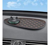 ZiStarlilife Alfombrilla antideslizante de PVC para salpicadero con soporte giratorio de 360 grados para teléfono móvil y placa de número de privacidad para estacionamiento temporal (negro y marrón)