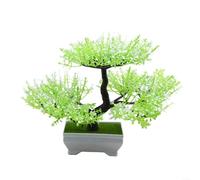 ZiStarlilife Árbol bonsái artificial con maceta de cemento de plástico, realista para mini pino de tres ramas, compacto de 185 cm de altura, decorativo para detalle de grava, ideal para el hogar y la