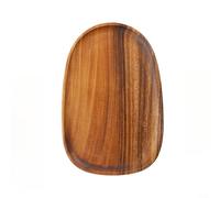 ZiStarlilife Bandeja de madera de nogal hecha a mano, plato de postre de frutas de acacia estilo japonés con laca a base de plantas, plato de servir de forma irregular para sushi, aperitivos y (E)