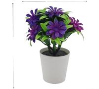 ZiStarlilife Bonsái artificial de crisantemo de rosa de loto, planta en maceta de plástico falsa realista para decoración del hogar, oficina, boda, compacta, 11 x 6 x 14 cm, arreglo de estante de