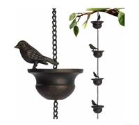 ZiStarlilife Cadena de lluvia de metal para pájaros, cadena de lluvia al aire libre, decoración de cascada colgante, decoración de jardín, pájaros de color bronce, atrapador de agua para balcón y