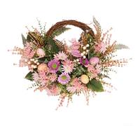 ZiStarlilife Corona de primavera hecha a mano, decoración floral de seda amarilla y rosa con acento de eucalipto y girasol para bodas de Pascua y decoración de pared o puerta del hogar (3012 pulgadas