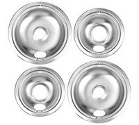 ZiStarlilife Cuencos de goteo de quemador cromado, 2 piezas de 6 pulgadas WPW10196406 + 2 piezas WPW10196405 de 8 pulgadas, sartenes de goteo de estufa de acero inoxidable para, Amana, para almirante