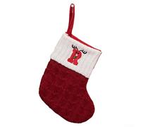 ZiStarlilife Decoración navideña de calcetines colgantes, adorno festivo de poliéster rojo y blanco con lazo resistente para árbol, pared o mantel, 19 x 15 x 2 cm, para pequeños regalos, caramelos (R)